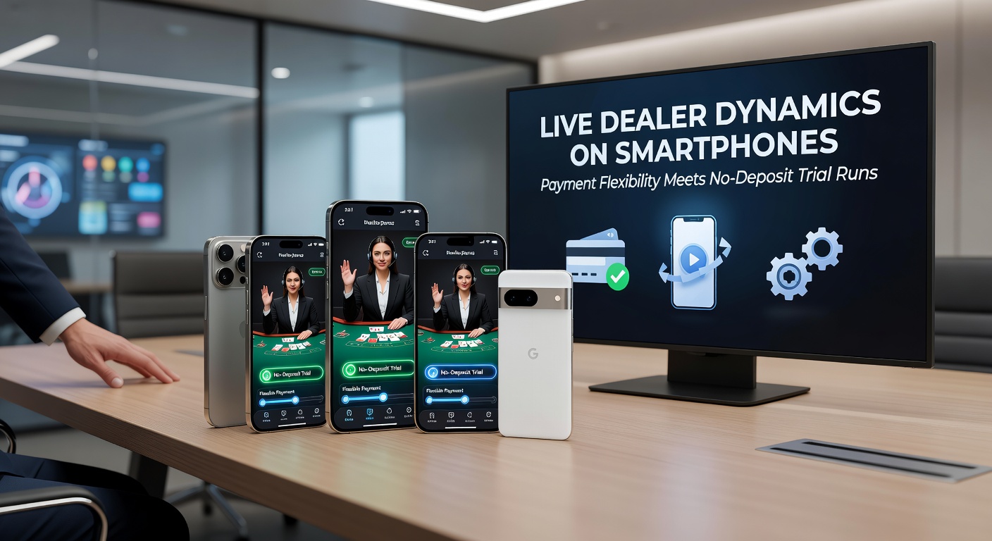 Nahaufnahme eines Smartphones mit No-Deposit-Bonus-Banner für Live-Blackjack und flexiblen Zahlungsikonen