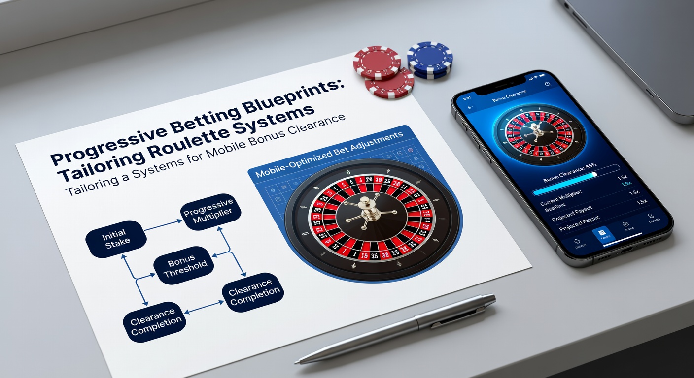 Smartphone-Bildschirm mit Roulette-Rad, progressiver Wettprogression und Bonus-Fortschrittsbalken