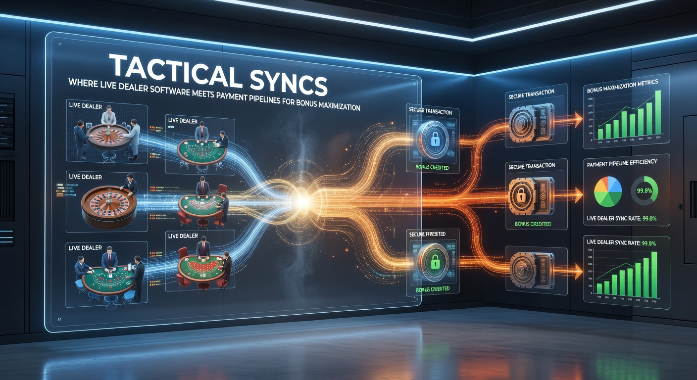 Detaillierte Darstellung einer taktischen Sync-Schnittstelle mit Live-Tisch, Zahlungsfluss und Bonus-Dashboard