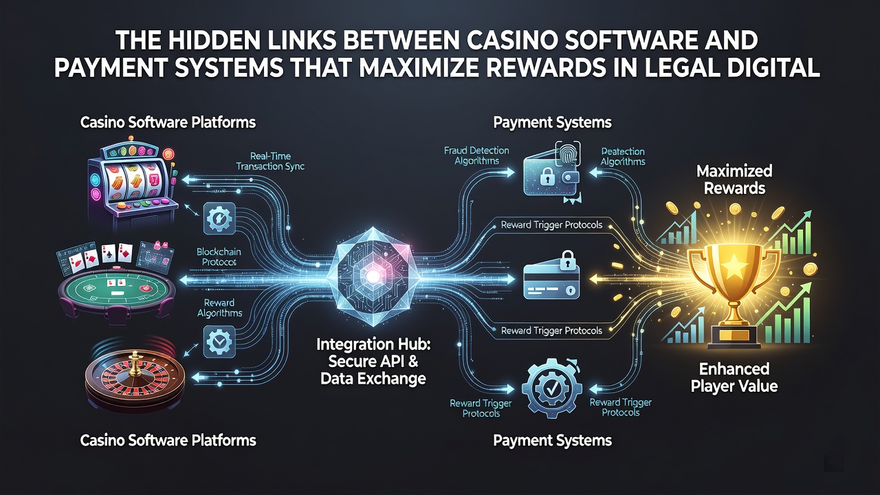 Darstellung von Datenflüssen zwischen Zahlungssystemen und Casino-Software für Bonusoptimierung